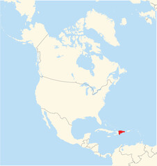 Location Map of the country Dominican Republic in North America. The country is highlighted with a red polygon. No labels at all.
