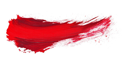 Bold red paintbrush stroke on isolated transparent PNG background, perfect for modern art designs, digital media, and creative marketing projects