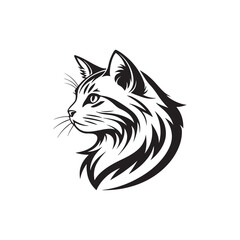 cat logo silhouette vector line art logo design