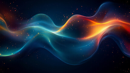 Blue background with a neon green wavy line in the middle glowing softly, dark gradient backdrop, minimalistic bright tone, blurred empty space for captions or text with a sense of calm and focus

