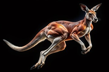Obraz premium Isolated Kangaroo, Red Kangaroo, Australian Marsupial, Wildlife Animal, Leaping Mammal