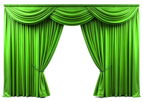 green curtain with curtains
