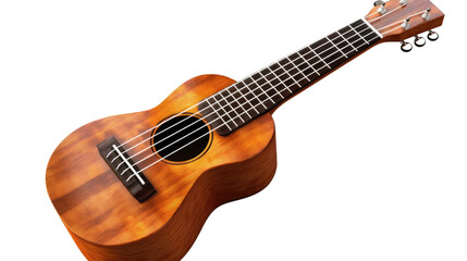 Obraz premium Ukulele Harmony: A rich, warm-toned ukulele, showcasing its beautiful wood grain and intricate details, invites you to strum along and create your own melodies.