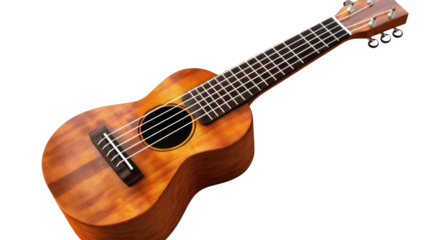 Ukulele Harmony: A rich, warm-toned ukulele, showcasing its beautiful wood grain and intricate details, invites you to strum along and create your own melodies.