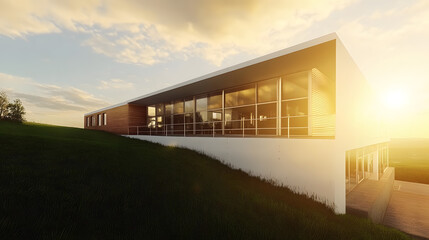 Obraz premium a modern house with white and wood exterior walls