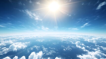 Aerial View Of Sunlit Clouds And Blue Sky