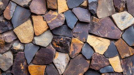Irregularly Shaped Stones Form A Colorful Wall