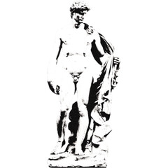 Figure of classical and ancient marble ancient statue. Defined pixel effect and halftones. 