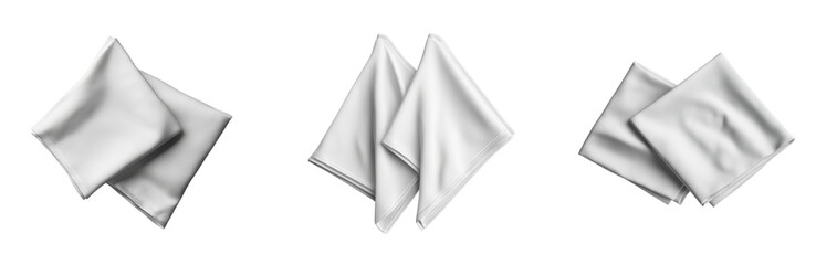 Two white handkerchief mockups isolated on a transparent background png