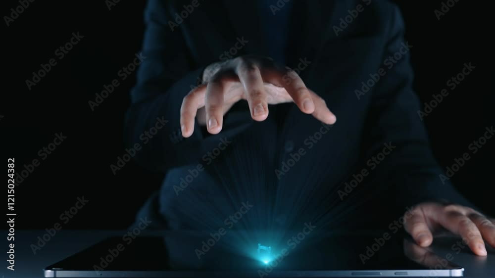 Poster human interact with ai artificial intelligence virtual assistant chatbot in concept of ai artificial