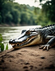 Obraz premium a crocodile by the river