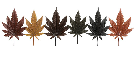 A stunning collection of colorful maple leaves showcasing autumn hues and textures. transparent background