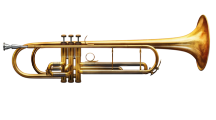 Golden Trumpet: A gleaming, golden trumpet rests majestically, ready to fill the air with melodious sounds. The intricate details and rich color of the instrument are showcased beautifully.