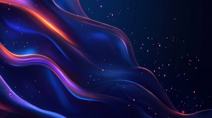 Neon confetti design on a dark blue background. Text space available