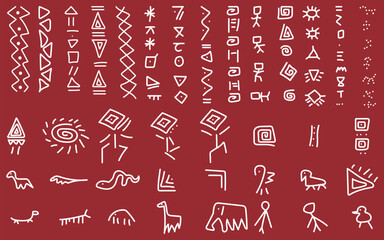 Set of African Historical Characters and Cave Arts for Posters, Cards, Banners, and Backgrounds. Celebrating African Heritage and Culture.
