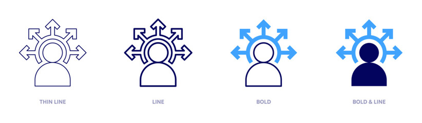Options icon in 4 different styles. Thin Line, Line, Bold, and Bold Line. Duotone style. Editable stroke
