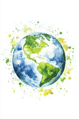 Naklejka premium Watercolor Painting of the Earth Illustration, Watercolor Earth Globe