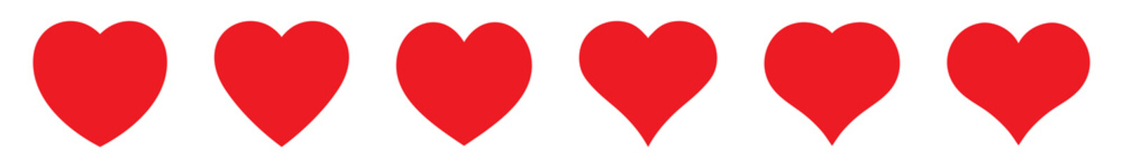 Red heart icons set, love icon.