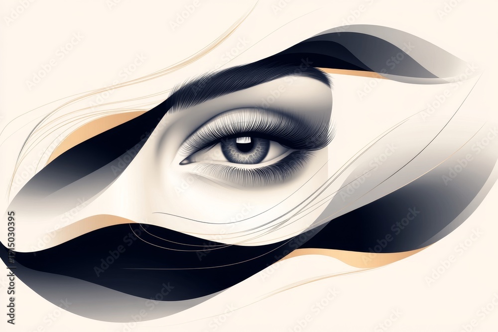 Poster A minimalist depiction of a single eye with a furrowed brow above it, drawn in clean lines and muted tones to convey worry