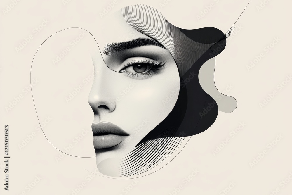 Poster a minimalist depiction of a single eye with a furrowed brow above it, drawn in clean lines and muted