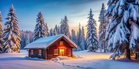 Fototapeta premium Lapland Winter House: Snowy Woods Cabin in Finland