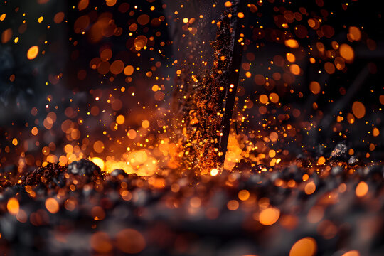 Fiery sparks in low light