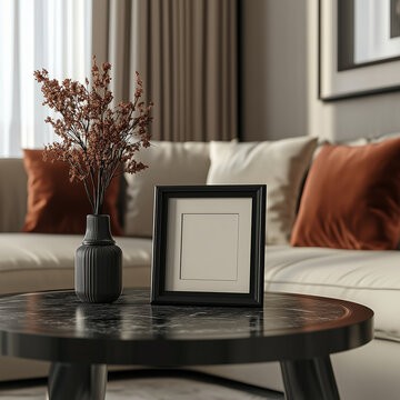 Coffee table with a black frame