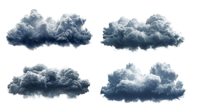 Dark brooding thundercloud illustrations, hyperrealistic details, transparent background, ideal for storm themes, weather visuals, dramatic artwork, and environmental concepts