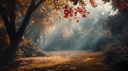 sun rays in the forest