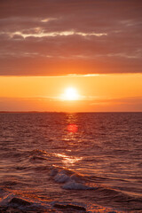 Sunset on the sea coast.