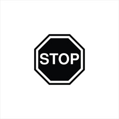 Stop sign. Black and white stop sign. Flat Design.