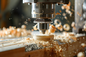 Precision cnc woodworking machine at work