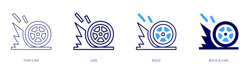 Speed icon in 4 different styles. Thin Line, Line, Bold, and Bold Line. Duotone style. Editable stroke