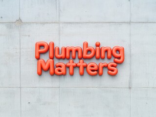 Fototapeta premium Bold Industrial Minimalism Plumbing Matters Typography on Concrete for World Plumbing Day and Spring Renovations in Modern Infrastructure Awareness