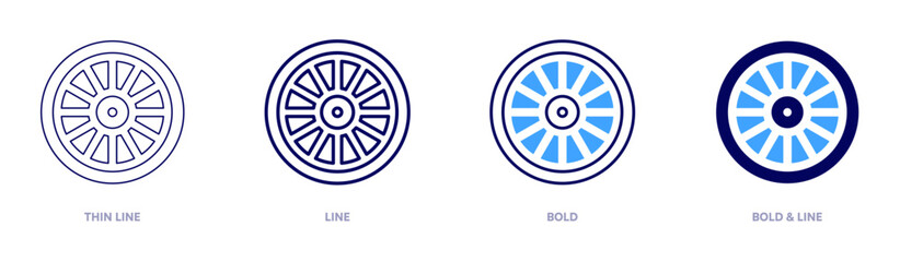 Tyre maintenance icon in 4 different styles. Thin Line, Line, Bold, and Bold Line. Duotone style. Editable stroke