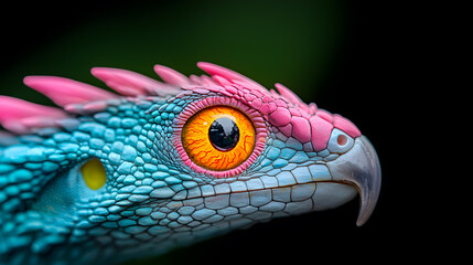 Fototapeta premium Fantasy Colorful bird head in the style of photorealistic fantasies isolated on background