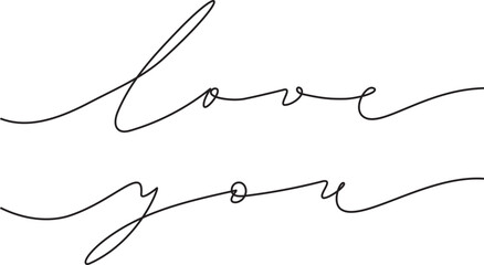 love you hand lettering, black outline isolated vector illustration, hand drawn design element for Valentine`s Day, wedding, decoration, poster, greeting cards,invitation,banner