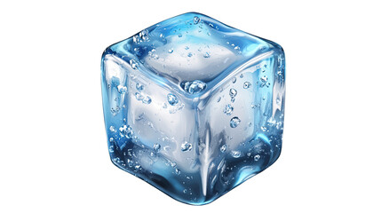 Obraz premium Crystal Clear Ice Cube: A single, pristine ice cube glistens with frosty perfection, capturing the essence of purity and coolness.