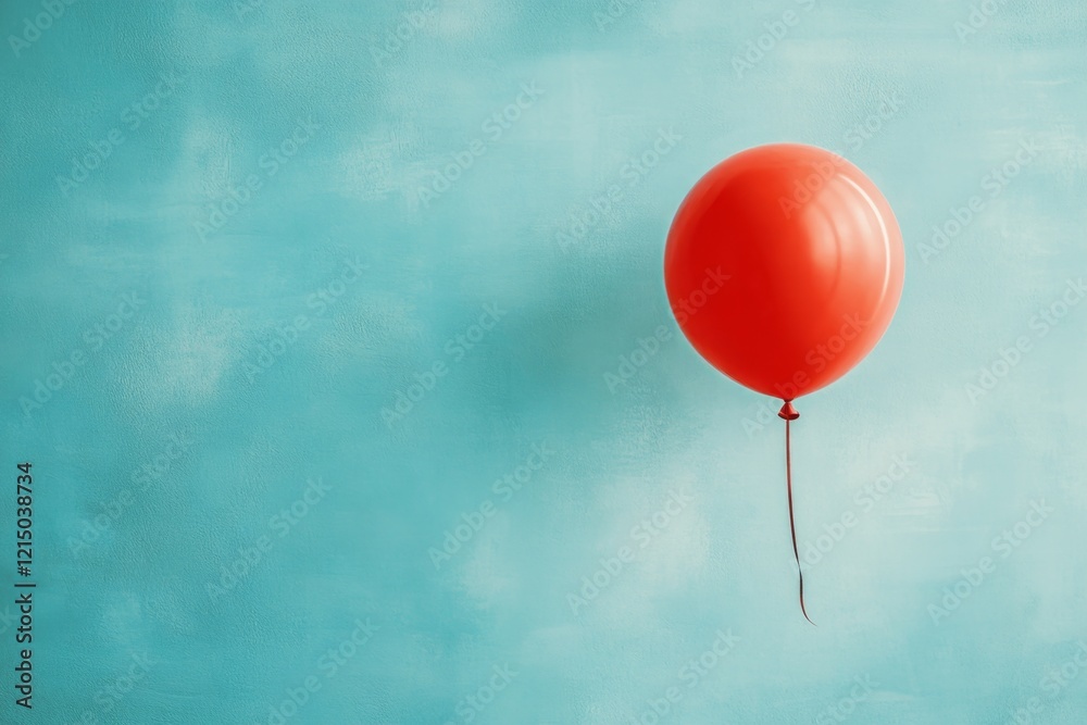 Poster A single balloon floating upward, illustrated with a simple line and a vibrant red or blue color pop