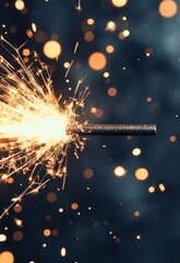 Sparkler Creating Bright Light Trails Against Blurred Dark Background