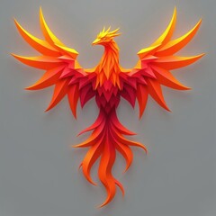 Naklejka premium Futuristic Phoenix Logo with Geometric Design
