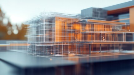 Obraz premium Wireframe Model of a Modern House