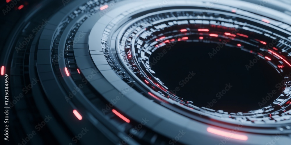 Leinwandbilder Futuristic Cyber Defense Visualization Digital Fractal Encryption Layers with Glowing Red Accents - Cutting-edge Antivirus Software Shield for Advanced Data Protection Markets