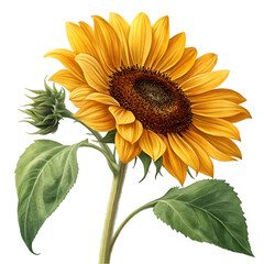 Obraz premium Sunflower in full bloom isolated on transparent background available as PNG clipart,