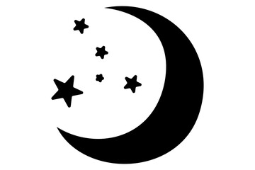 Moon crescent icon. Moon icon. Moon silhouette vector illustration
