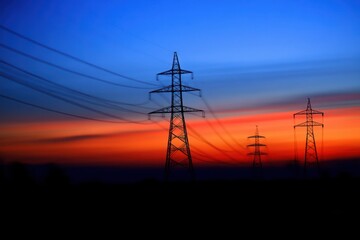 Serene Sunset Silhouette of Power Lines