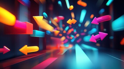 Abstract image featuring arrows pointing directions in a dynamic space