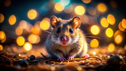 Low Light Pet Portrait: Adorable Small Animal in Cozy Setting