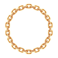 A gold chain arranged in a circle. Gold frame.