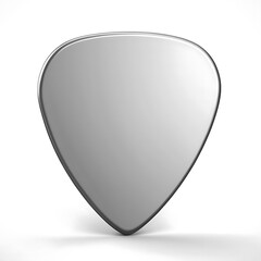 A metallic grey guitar pick isolated on white